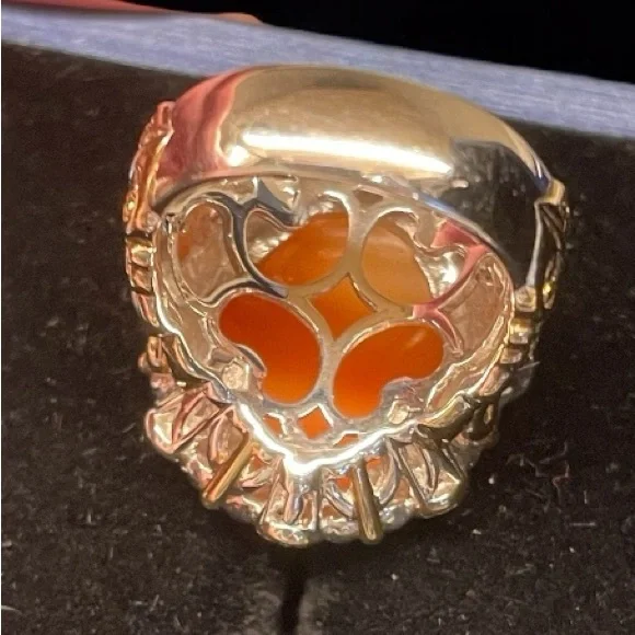 Authentic Carved Shell Cameo Ring Set in Sterling & 18kt Vermeil  NWB   size 5 - Picture 10 of 13